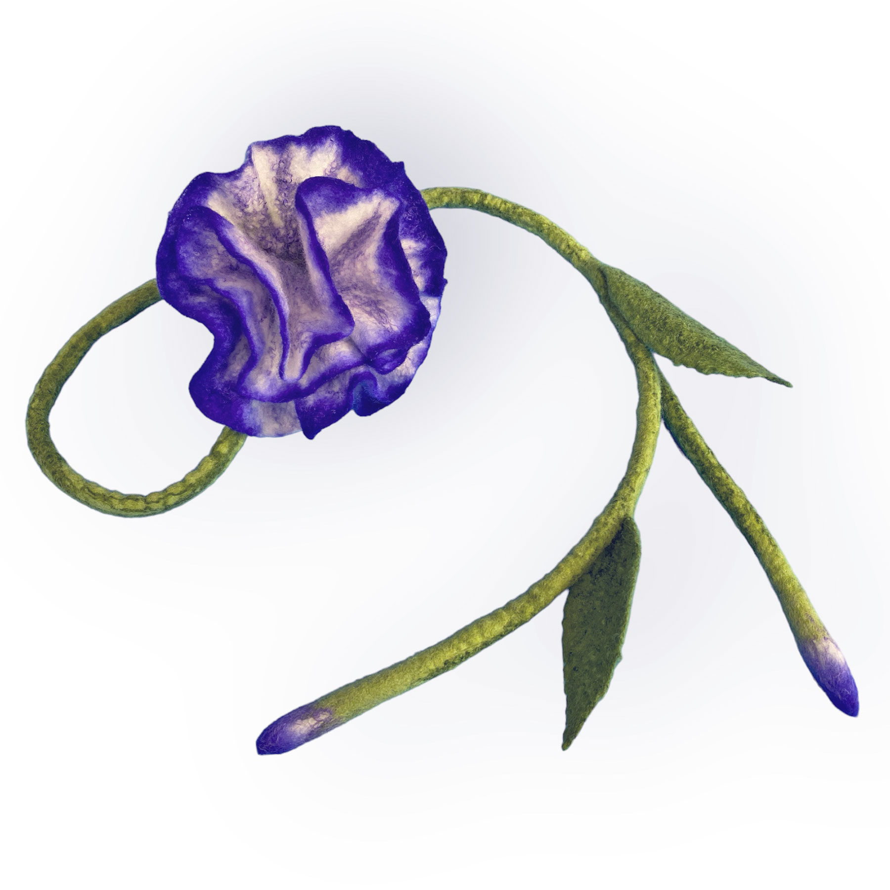 Wet Felted Purple Flower Lariat